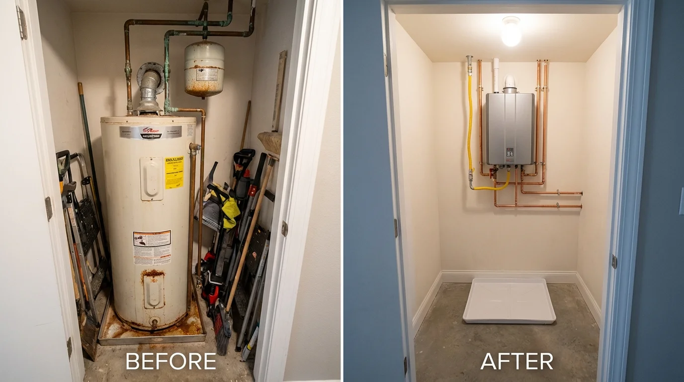 Tank water heater versus wall-mounted tankless unit comparison for Susanville, CA homeowners